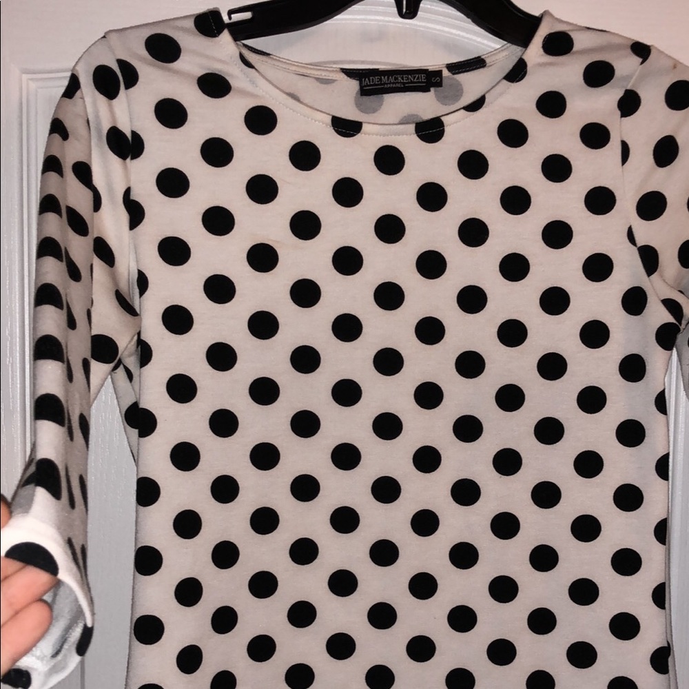 Jade Mackenzie polka dot shirt